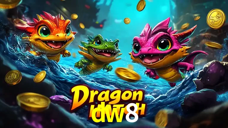 Arte promocional do jogo Dragon Hatch com três adoráveis dragões bebês nadando entre moedas de ouro, um dos slots mais divertidos para jogar no cassino dw8.